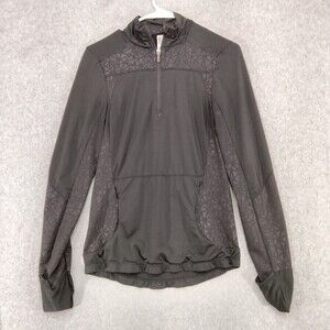 Kyodan Athletic Pullover Womens Size XS Black Patterned 1/4 Zip Thumbholes
